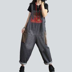 Introducing the 2023 Autumn Collection Checkered Pockets Women's Denim Overall from our Streetwear Trend Collection: the perfect blend of contemporary modern and vintage charm!Why You'll Love It: Street Trend Meets Vintage Vibe: An edgy. loose cut that speaks to the vogue trendsetter. yet adorned with a conventional checkered pocket pattern for a touch of nostalgia. Embroidered Detailing: Featuring intricate embroidery on the bib. these overalls are the perfect way to add a unique visual element Cotton Overalls With Pockets For Fall, Black Spring Overalls With Pockets, Spring Black Overalls With Pockets, Fall Cotton Overalls With Pockets, Casual Relaxed Fit Overalls With Patch Pockets, Cotton Overalls With Patch Pockets For Fall, Black Utility Denim Jumpsuit For Fall, Black Cotton Overalls For Fall, Casual Fall Jumpsuits And Rompers With Patch Pockets