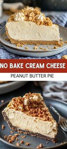 no bake cream cheese pie on a plate