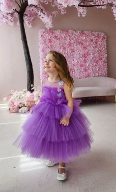 "* PREORDER AND CUSTOM ORDER ONLY* * Pleated tulle bodice multi~tiered layered tulle knee/calf length skirt, handmade butterfly, cotton lining for comfort. conceal zipper at the back.  *Steam to make it fluff *Can be custom made up to size 10 years  Can be customized in many colours  and size Mother-daughter dress can be made on order 4 to 6 days production time for preorder and custom orders Need it sooner? Contact me for details on rush orders.  IF YOU WANT YOUR DELIVERY FASTER THEN CONTACT ME Tulle Dress With Ruffles For Dress-up, Spring Fancy Dress Tulle Ball Gown, Purple Tulle Dress With Ruffles, Spring Tulle Ball Gown For Fancy Dress, Cute Sleeveless Tulle Tutu Dress, Purple Sleeveless Dress With Tulle Skirt, Tiered Tulle Skirt Dresses For Dress-up, Purple Fairy Dress With Ruffles For Weddings, Purple Ball Gown Dresses With Ruffles