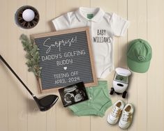 Daddy's Golfing Buddy is on the way. This golf pregnancy announcement is the cutest way to share your baby boy news with friends and family on social media. This golfer baby announcement is perfect for expecting parents who have a love for golfing, playing sports outdoors, and did I mention golf? It's a BOY! Also works as a gender reveal or husband reveal. Tell your husband he's going to be a father...and have a future caddy. Teeing off soon! Easy to share on Facebook, Instagram, Email or text. Golf Baby Nursery, Baby Boy Golf Nursery, Golf Nursery Baby Boy