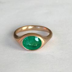 Rose Gold Oval Signet Ring With Gemstone, Formal Rose Gold Oval Emerald Ring, Oval Rose Gold Signet Ring With Gemstone, Formal Oval Emerald Ring In Rose Gold, Rose Gold Oval Emerald Ring, Oval Emerald Ring In Rose Gold, Modern Emerald Oval Signet Ring, Emerald Ring, Matte Gold