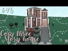 an image of a house with stairs leading to it and the words, cozy three story house