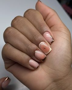 My ideal fall colours are browns, nudes, golds and rose golds. Happy Sunday 🤎 #dovenailsbysharon #structuredmanicure Short Gel Nail Polish, Christmas Nails On Natural Nails, Fall Square Nails Short, Cute Gel Manicure Ideas, Nice Acrylic Nails, Gel Short Nails Ideas, Short Nude Nails With Design, Short Classy Nails Acrylic, Short Overlay Nails