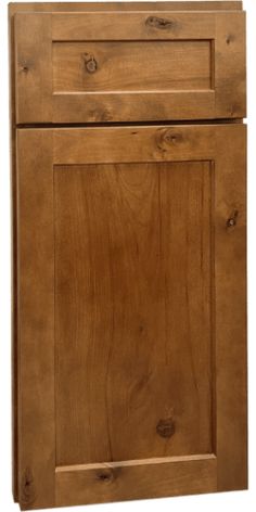 a wooden cabinet with two doors and one drawer on the bottom, against a white background