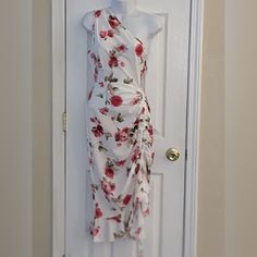 I Saw It First One Shoulder Ruched Midi Dress New With Tag 10 Measurements In Pictures Excellent Condition White One-shoulder Ruched Midi Dress, White Ruched Dresses For Spring, Ruched Midi Dress, I Saw, Pink White, New Dress, Pink Ladies, The One, One Shoulder