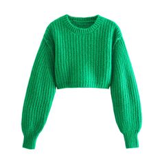 Style: commuting Size: S M L Color: Green Fall Coats, Winter Mode Outfits, Short Sweater, Cropped Pullover, Long Crop Top, Crop Top Sweater, Knit Crop Top, Green Sweater, Winter Fashion Outfits