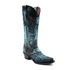 Masquerade is the perfect name for this bold metallic leather high fashion boot with elaborate stitching accented with studs. An absolute exquisite look of luxury and style in any setting. Premium Cow Lining Leather Outsole Goodyear Welted Premium Cowhide Leather Blue Metallic Cowboy Boots, Turquoise Leather Boots For Western-themed Events, Luxury Blue Western Boots, Womens Cowboy Boots Teal, Luxury Leather-lined Cowboy Boots For Rodeo, Cowboy Party, Western Cowboy Boots, Goodyear Welt, Metallic Leather