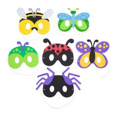 paper masks with ladybugs, bugs and butterflies on them for kids to make