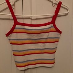 No Flaws. Never Worn. Red Trendy Tank Strap Tops, Trendy Red Tank Top, Trendy Red Tops With Tank Straps, Red Trendy Camisole Crop Top, Trendy Red Camisole Crop Top, Red Cotton Tops With Tank Straps, Red Retro Spring Tank Top, Retro Red Spring Tank Top, Retro Multicolor Tank Top