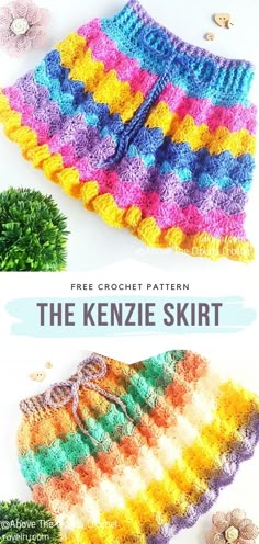 crochet pattern for the kenzie skirt with flowers on top and below it