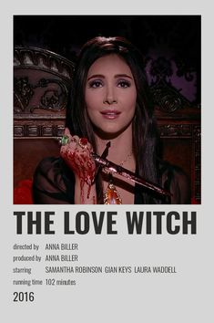 the love witch movie poster with an image of a woman holding a knife in her hand