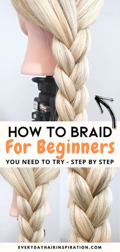 Easy follow along tutorial teaching you how to braid a basic braid for beginners! Quick and easy hairstyle for late mornings! Twist Braid Tutorial, Side Braids For Long Hair, Easy French Braid, Braids Tutorial Easy, Basic Hairstyles