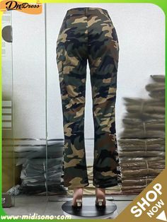 Women's Spring Summer Camouflage Sexy Slim Fit Casual Zip Pocket Cargo Pants Camouflage Pants Women, How To Style Cargo Pants Women, How To Style Cargo Pants, Roboto Font, Cargo Pants Outfit Women, Cargo Pants Outfits, Patchwork Pants, Women Jogger Pants, Camouflage Pants