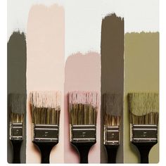 three paintbrushes with different shades of pink and brown on them, one is black