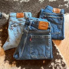 3 Pairs Of Levi’s. I Loved These All And Took Really Great Care Of Them, They’re Just A Bit Too Tight For Me Now. 2 Of Them Are Size 25 And One Is A Size 26 (Darkest Pair) These Would Fit Someone Who Is Petite. 5’2” Or Shorter, And Someone Who Ranges From A Size 24-25 Typically. The Inseam On All Of Them Is About 26-28” (Ankle/Cropped). Pj Pants, Christmas Wishlist, Levi's Jeans, Me Now, Levis Jeans, Jeans Pants, Levi's, Tights, Women Jeans