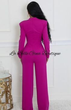 Introducing the Lisa Stretch Round Neck Long Sleeves Jumpsuit in Magenta. This stylish jumpsuit combines comfort with elegance, featuring a flattering round neckline and long sleeves that effortlessly transition from day to night. Made from a stretchy fabric, it hugs your curves while allowing for easy movement. Perfect for any occasion, pair it with heels for a chic look or dress it down with sneakers for a casual vibe. Elevate your wardrobe with this versatile piece. Unisex Outfits, Stylish Jumpsuit, Unisex Clothes, Long Jeans, Long Sleeve Jumpsuit, Todays Outfit, Short Leggings, Hoodie Top, Stretchy Fabric