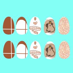 Capybara Nails, Animal Nail Art, Animal Nails, Nails For Kids, Pusheen, Cute Nails, Nail Inspo, Art Ideas, Nail Designs