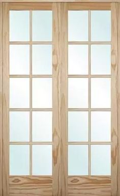 two wooden doors with glass on each side