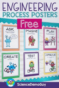 an engineering poster is shown with the words, free posters and instructions for students to use