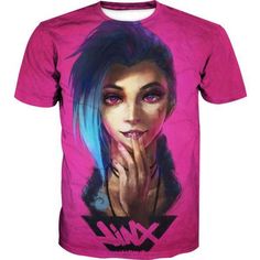 Get your product: League of Legends Clothing - Pink Jinx T-Shirt
1. PRODUCT INFORMATION:

Proudly printed in America
5.3 oz, unisex fit
Heavy cotton, classic midweight fabric
Material: 100% cotton | Dark Gray: 50% cotton:50% polyester | Light Gray: 90% cotton:10% polyester
Double-needle stitched neckline, bottom hem, and sleeves
Quarter-turned to eliminate center crease
7/8 inch collar
Tear-away label
Machine-wash safe
Copyrighted artwork
2. SIZE CHART:
3. RETURN:
We will gladly issue you a repl Label Machine, Staple Wardrobe Pieces, New Start, Stylish Shirt, Wrinkle Remover, Wearing Clothes, Personalized T Shirts, League Of Legends, In America