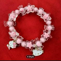 I Also Have The Blue One Bundle And Save Kawaii Jewelry Aesthetic, Kawaii Shopping, Cutecore Room, Hello Kitty Bracelet, Ankle Bracelets Gold, Kawaii Bracelet, Quinceanera Jewelry, Pink Beaded Bracelets, Hello Kitty Bow