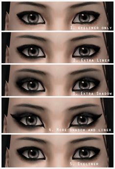 the steps to create an eye makeup look for your character's eyes in this video game