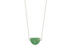 This half moon necklace represents new beginnings, hope for the future, and self-reflection--all things that will help you feel empowered when wearing it! The minimalist half moon design is subtle but powerful--it's just big enough to make a statement without being flashy. And the green quartz will give off a calming energy that helps center you when life feels chaotic. This sweet little piece can be worn by itself or layered with other Little Rock jewelry pieces to bring a little extra warmth a Minimalist Everyday Necklaces With Moon Phase, Everyday Half Moon Phase Necklace, Minimalist Half Moon Necklace For Everyday, Minimalist Everyday Half Moon Jewelry, Minimalist Half Moon Jewelry For Everyday, Minimalist Semi-circle Jewelry As Gift, Sterling Silver Half Moon Necklace For Everyday, Everyday Sterling Silver Half Moon Necklace, Half Moon Design