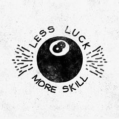 a black and white logo with the words limit less luck, more skill