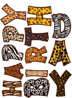 the letters are made out of animal print