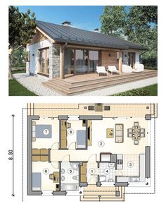 the floor plan for a small cabin house