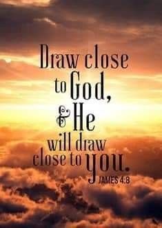 an image of clouds with the words draw close to god and he will draw close to you