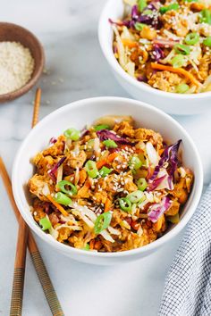 Vegan Tempeh Egg Roll Bowls - Making Thyme for Health Egg Roll Bowls, Vegetarian Egg Rolls, Vegan Egg Rolls, Vegan Tempeh, Eggroll In A Bowl, Tempeh Recipes, Egg Roll, Meatless Meals