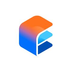 an orange and blue logo with the letter e