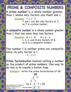 the prime and compositee numbers worksheet is shown in purple, green and blue