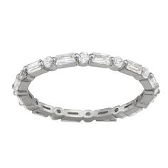 This gorgeous Contessa Di Capri eternity ring is the perfect way to show her that your commitment and love is eternal.Click on this JEWELRY & WATCHES GUIDE to learn about fit, styles, materials and more! RING DETAILS 2mm Metal: sterling silver Plating: rhodium Finish: polished Packaging: boxedSTONE DETAILS Stone type: cubic zirconia Total weight: 1 7/8 ct. Shape: baguette cut,Shape: round Setting: prong Clear Gemstones may have been treated to enhance their appearance. Special care may be requir Silver Baguette Cut Eternity Band Promise Ring, Cubic Zirconia Eternity Band With Baguette Diamonds, Cubic Zirconia Eternity Band With Baguette Diamonds As Gift, Silver Eternity Band With Baguette Diamonds For Wedding, Adjustable Half Eternity Band In Cubic Zirconia, Adjustable Cubic Zirconia Eternity Band For Anniversary, Clear Gemstones, Love Is Eternal, Detailed Ring