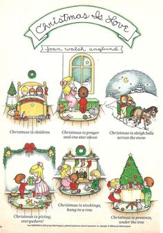 an old fashioned christmas card with pictures and words