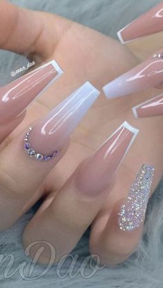 Simple Coat, Nails Design With Rhinestones