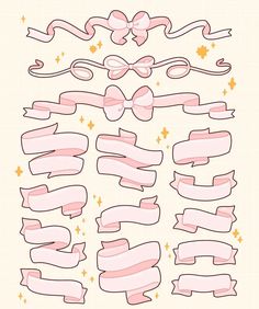 pink ribbons and stars on a white background