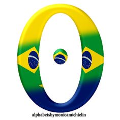 the letter o is made up of two colors and has an image of brazil's flag on it