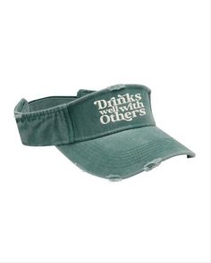 "Product Description: Embroidered Visor 100% cotton twill, pigment dyed, garment washed 2 1/4\" crown, three panel visor Heavy distressing Self-fabric end-on-end hook and loop closure Color: LISTED ABOVE Size: One size fits most. Back: Velcro closure" Embroidered Chicken, Ranch Girl, Drinks Well With Others, Summer Visor, Chicken Hats, Vacation Hat, Funny Farm, Funny Chicken, Chicken Humor