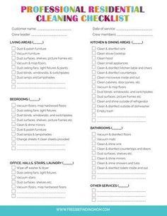 Professional House Cleaning Checklist – Freebie Finding Mom Weekly Cleaning Schedule Printable, Weekly House Cleaning, Free Printable Cleaning Schedule, Household Cleaning Schedule, Putz Hacks, Daily Cleaning Schedule, Monthly Cleaning Schedule, Free Printable Cleaning