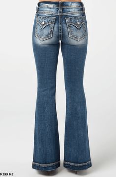 Miss Me Women's Mid-Rise Flare Jeans M5148F32 Miss Me Jeans Flare, True Religion Jeans Flare, Miss Me Jeans Flared, Miss Me Bootcut Jeans, Miss Me Flare Jeans, Thirteen Wardrobe, Miss Me Jeans Outfit Mexican, Jeans Back Pocket Design, Flaired Jeans