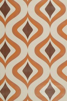 Retro pattern 70s Wallpaper, Washable Wallpaper, Retro Ornaments, Wallpaper Retro, 70s Decor, Orange Wallpaper, Wallpaper Vintage