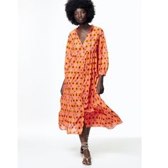 Not True 2x Wear Oversized Fitted No Flaws Statement Piece Pit To Pit 23.5” Shoulder To Hem 51” Lightweight Beautiful Bright Beautiful Prairie Beach Cottagecore Orange V-neck Midi Dress For Vacation, Orange V-neck Midi Dress For Beach, Summer Orange V-neck Midi Dress, Peach Floral Print Midi Dress, Orange V-neck Dress For Vacation, Orange Long Sleeve Midi Dress, Orange V-neck Maxi Dress With Floral Print, Orange Maxi Dress For Brunch, Orange V-neck Midi Dress For Brunch