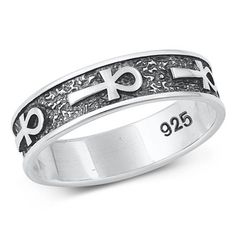 Promise Oxidized Ankh Ring .925 Egyptian Cross Sterling Silver Band Jewelry Female Male Size 11 All our silver jewelry is crafted from .925 silver also commonly referred to as sterling silver. Sterling silver is the standard for beautiful high-quality silver jewelry and cannot be replicated by lower priced silver plated jewelry. It is 92.5% pure silver, mixed with alloys to add strength and durability to stand the test of time. Keep your fine jewelry shiny and elegant by storing it properly. Jew Ankh Ring, Egyptian Cross, Female Male, Band Jewelry, Silver Plated Jewelry, Sterling Silver Bands, Pure Silver, Silver Band, Plastic Bag