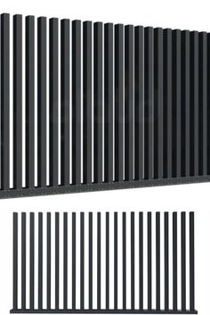 a black metal radiator is shown with four different sections and one side has the same length