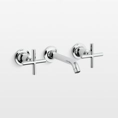 Kohler Purist Polished Chrome Wall-Mounted Bathroom Sink Faucet and Handles + Reviews | Crate & Barrel Kohler Purist Bathroom, Wall Mount Faucet Bathroom Sink, Kohler Bathroom, Kohler Purist, Kohler Faucet, Cathedral Rock, Stainless Sink, Water Control, Water Wall