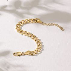 This classic link chain bracelet is 18K gold plated on durable stainless steel. An elegant and timeless option, the link chain bracelet is perfect for everyday wear. Link Chain Bracelet, Bracelet Gold, Link Chain, Chain Bracelet, Gold Bracelet, 18k Gold, Everyday Wear, Gold Plate, Plating