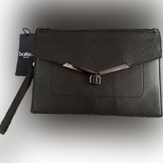 Brand New Never Used, Excellent Condition. With Tags,Detachable Strap. Has Cc Slots Inside Zipper Pouch. Real Leather Chic Evening Bag With Wrist Strap, Chic Evening Clutch With Wrist Strap, Black Everyday Clutch With Fold Over Clasp, Black Clutch With Fold Over Clasp For Everyday Use, Chic Evening Wallet With Wrist Strap, Purple Clutch, Pink Wristlet, Uniqlo Bags, Vintage Chanel Handbags