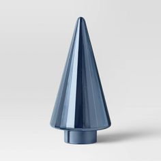 a blue cone shaped object on a white background